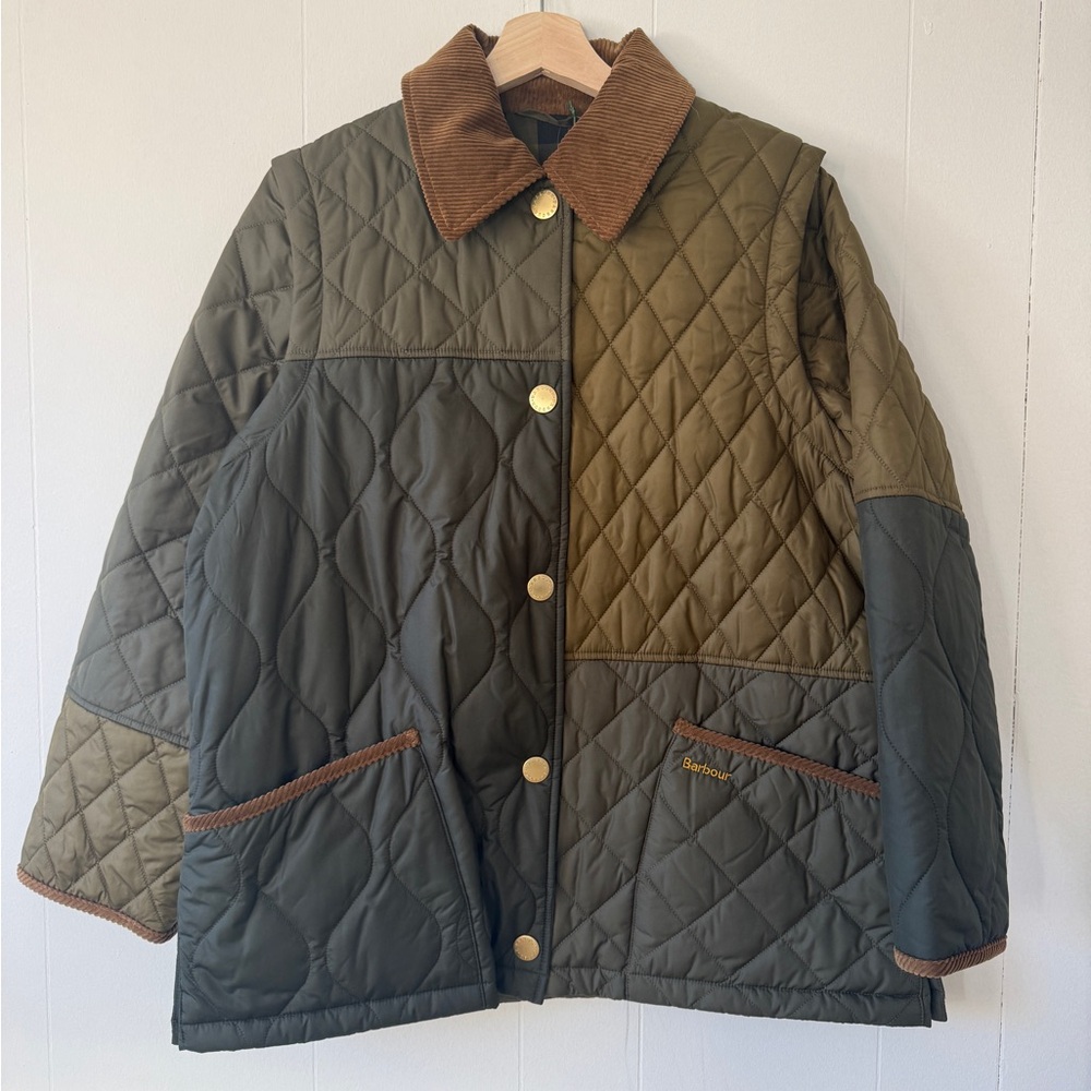 Barbour Quilted Puffer Jacket with Corduroy Collar